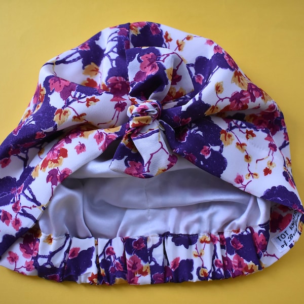 Pure silk Turban & Head wrap - Liberty of London Ombrellino printed silk - Japanese Floral blossom style - Readymade turban