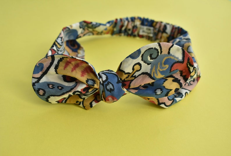 Hair band knot tie in bright multicolour graphic Liberty of London print