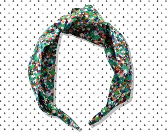 Ladies Tot Knot Alice band in Liberty of London Green Spotty print, Gift for her,