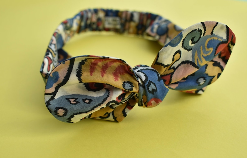 Hair band knot tie in bright multicolour graphic Liberty of London print