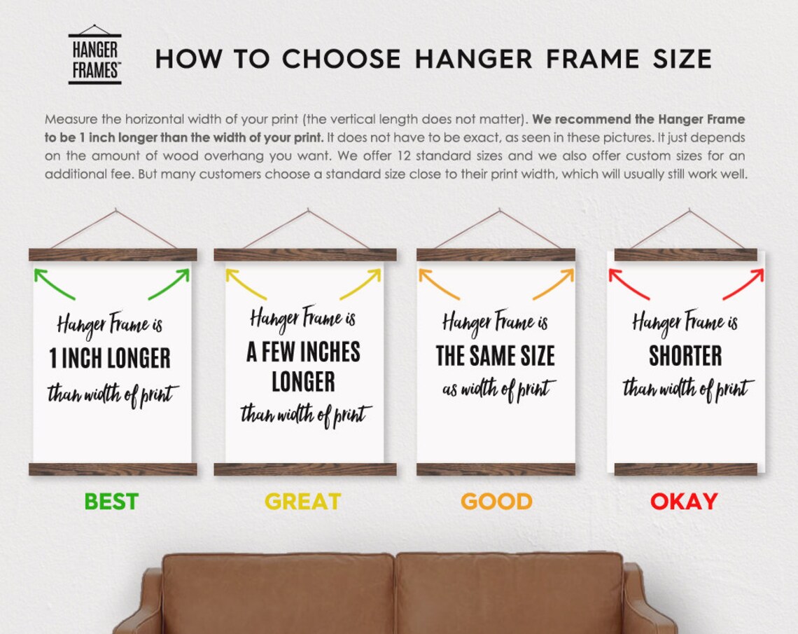 CUSTOM Size HANGER FRAMES™ Wooden Poster Etsy