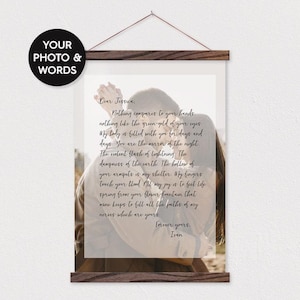 Foto personalizada con poema o carta - Lienzo enmarcado para regalo de Navidad o aniversario - Cualquier frase o imagen