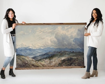 Large Wall Art- Mountains with Thunderstorms- Framed Canvas Large Wall Art - XL