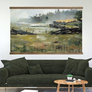 Abstrakte Landschaft extra große Leinwand - grüne Wanddekoration