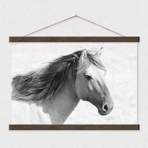 Poster Wall Hanging- Wild Horse Canvas Print with Wood Poster Hanger-Running Horses- Nature Gift- Modern Farmhouse Art Print ART