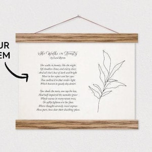 Custom Poem Hanging Canvas - Delicate Leaf Drawing - Unique Wall Decor ART-pix