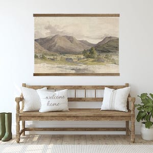 Extra Large Wall Art - Rural Farm Watercolor - Framed Canvas Large Wall Art