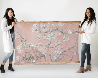 Pink Van Gogh Almond Blossoms Canvas Wall Art- Oversized Hanging Canvas - XL