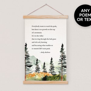 Mountain Watercolor Art - with Poem or Quote - With Wood Frame Hanging Style-pix-pix