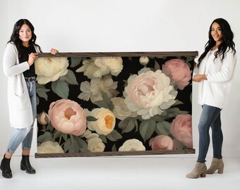 Front Entry Large Canvas Wall Art - Peonies Ranunculus - XL