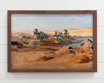Desert Oasis - Desert Landscape Canvas Art - Wood Framed Art