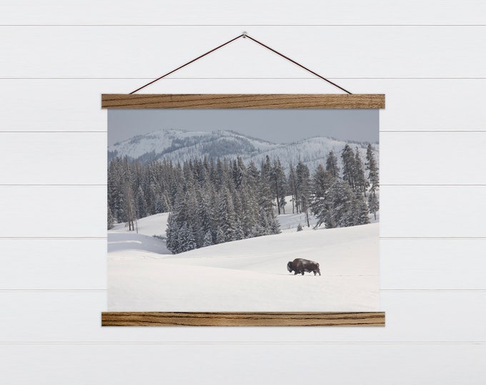 Snow Buffalo Painting - Winter Farmhouse Wall Art