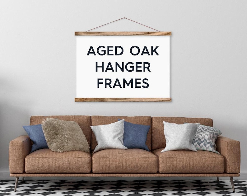 Aged Oak Poster Hanger Frame - Magnetic Wood Frame image 1