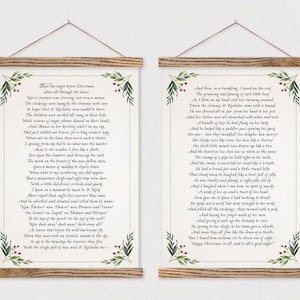 Twas the Night Before Christmas- Set of 2 Canvas Posters with Hanging Wood Frame- Christmas Decor- Christmas Gift- Christmas Eve- panel