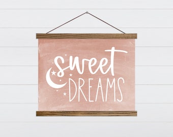 Sweet Dreams Wall Art - Nursery Wall Hanging - Farmhouse Nursery Sign - Baby Girl Sweet Dreams Word Art Wall Hanging