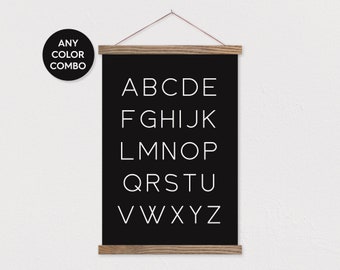 Modern Alphabet Wall Hanging - Black Canvas Or Choose Any Color!