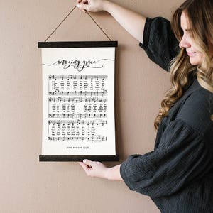 Amazing Grace Hymn Music Canvas Art with Hanger Frame