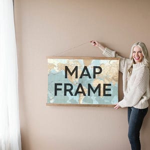 Large Map Frame - Magnetic Hanger Frame for Maps and Posters - Custom Sizes Available