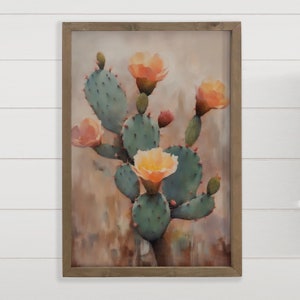 Tableau figue de barbarie - Art sur toile cactus - Art mural désert