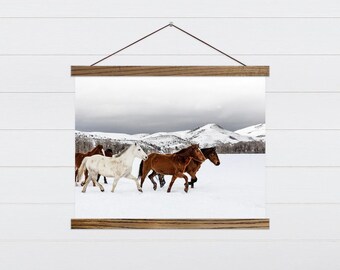 雪の中の馬の壁アート - 馬の写真の壁アート - 農家の馬の壁装飾
