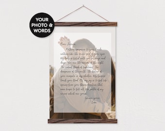 Custom Photo with Poem Or Letter - Framed Canvas Christmas or Anniversary Present - Any Words and Pix