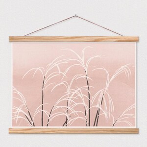 Luna y Hierbas - Arte Abstracto Natural Rosa - Tonos Cálidos