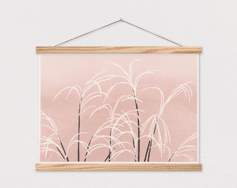 Moon And Grasses - Pink Abstract Natural Art - Warm Tones ART
