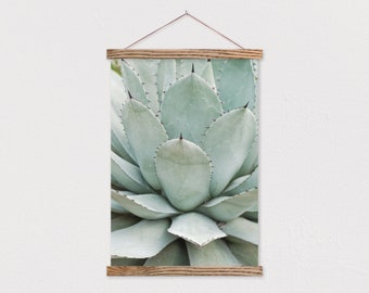 25 inch Poster Hanger- Native Succulent Canvas Print with Wood Magnetic Poster Hanger-Farmhouse Sign- Gift for her- Farmhouse Print