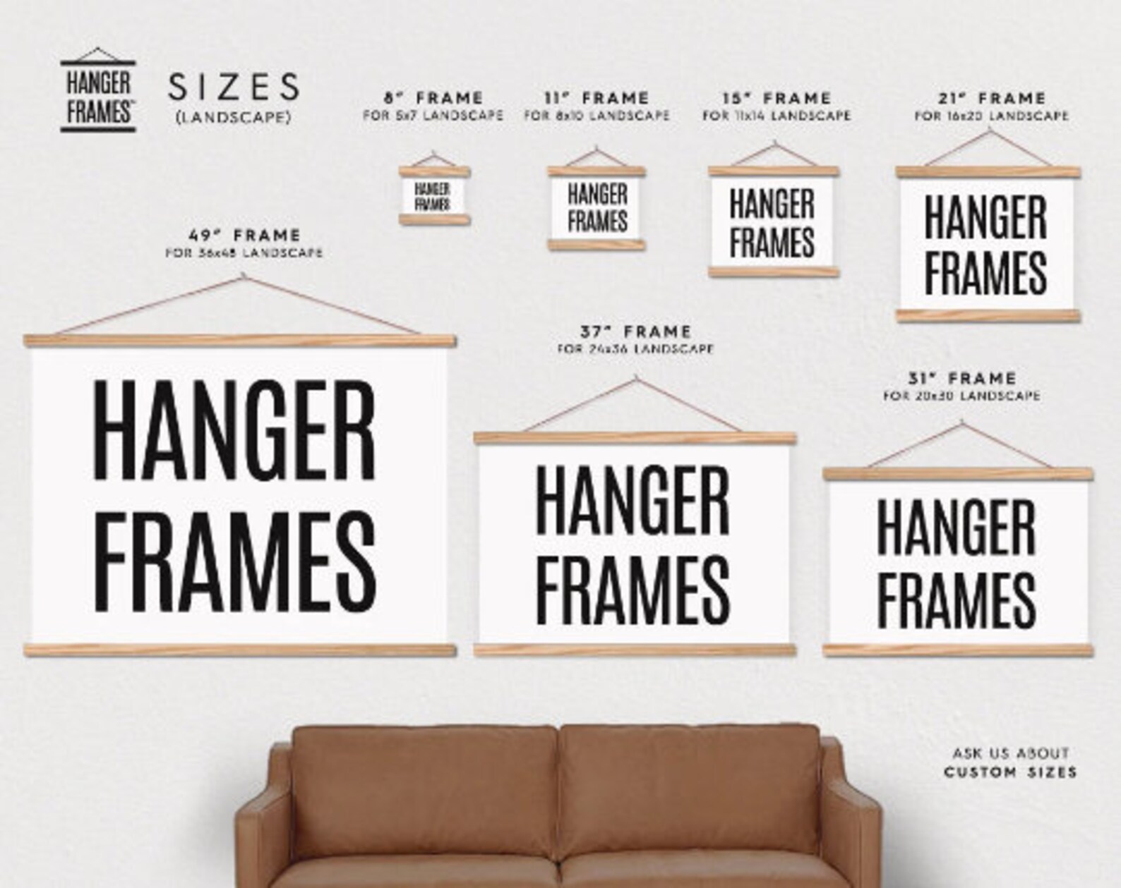 HANGER FRAMES™ Wooden Poster Hanger for Framing Art Etsy