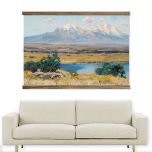 Vintage bergschilderij van de Spaanse toppen van Colorado - Kunst voor enorme muur - XL afbeelding 3