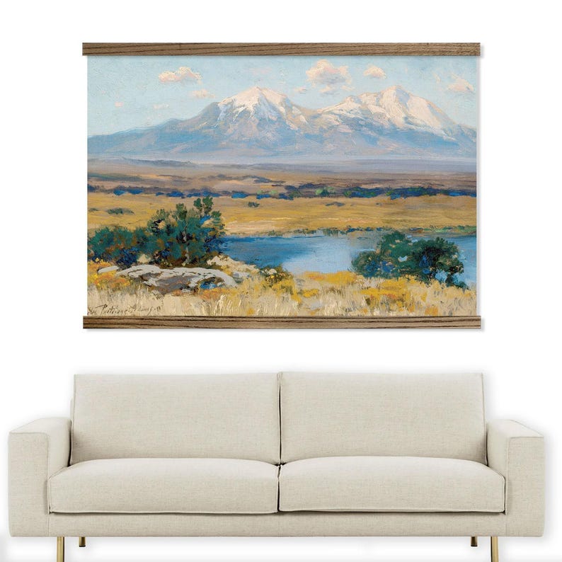 Vintage bergschilderij van de Spaanse toppen van Colorado - Kunst voor enorme muur - XL afbeelding 3