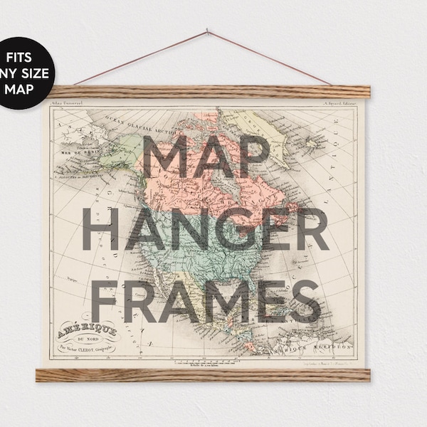 Map Hanger Frame - Magnetic Wood Poster Hanger