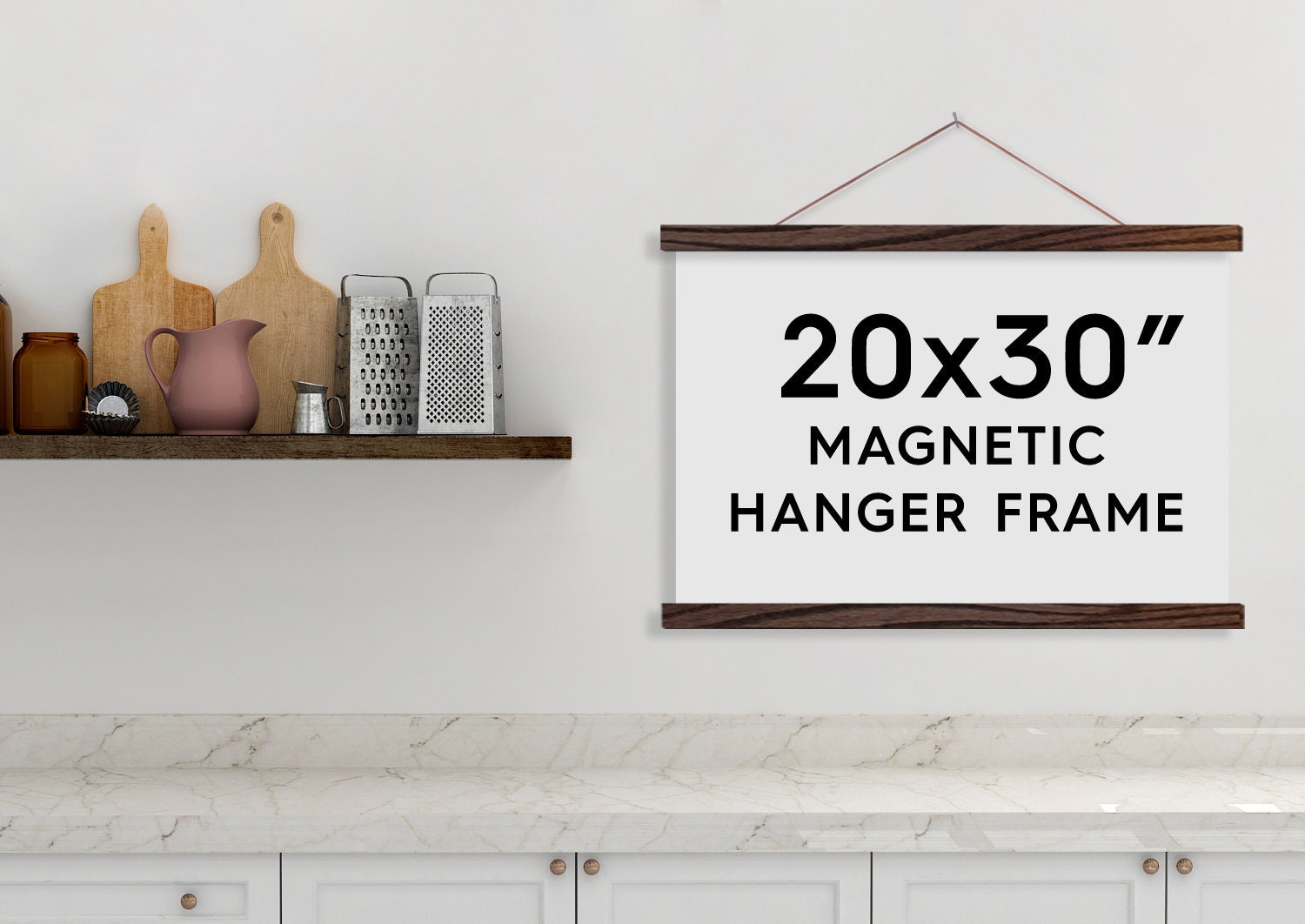 HANGER FRAMES™ Wooden Magnetic Poster Hanger for Framing Art & Pictures  Poster Hanger Print Hanger Wall Hanging Wooden Poster Hanger 