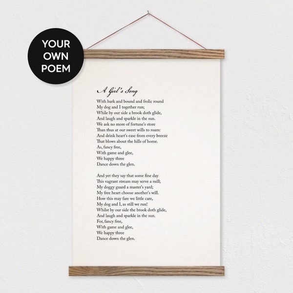 Custom Poem Art Print on Canvas with Hanger Frames - Your own text or pix