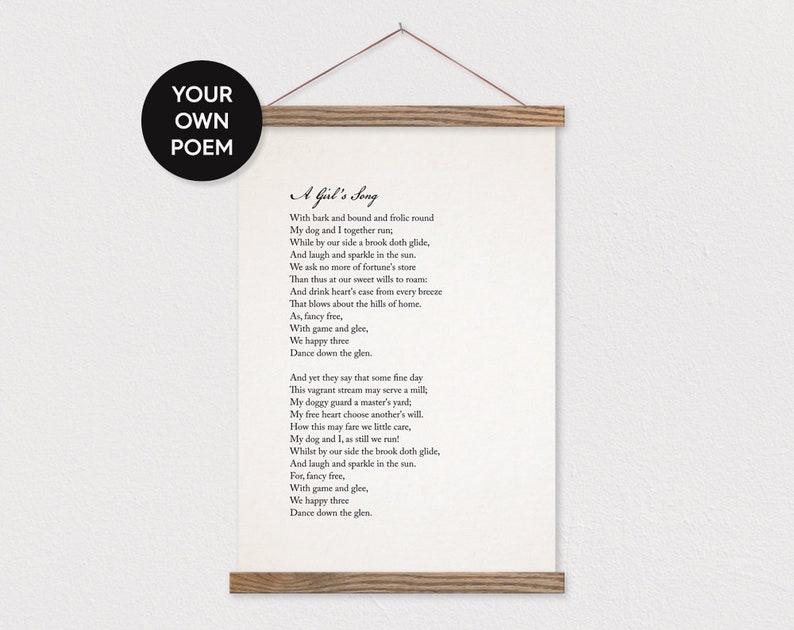 Custom Poem Art Print on Canvas with Hanger Frames Your own Etsy