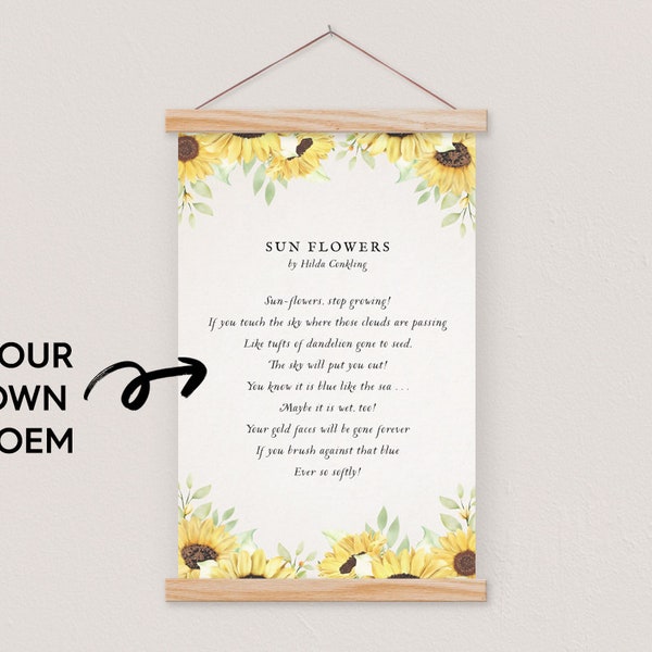 Sunflower Watercolor Wall Hanging - Custom Sunflower Poem - Custom Floral Watercolor wall hanging-pix