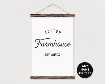 Custom Farmhouse Sign - Any words or pix - Hanging Canvas & Wood Hanger Frames