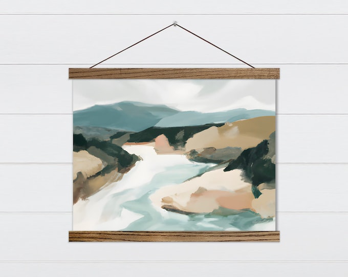 Abstract River Valley Painting - Nature Wall Art - Farmhouse Nature Wall Decor
