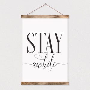 Stay Awhile Hanging Canvas Farmhouse Sign