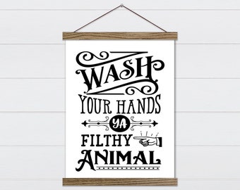 Wash Your Hands Ya Filthy Animal Word Wall Art - Bathroom Word Wall Hanging - Christmas Bathroom Word Wall Décor