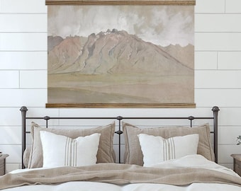 Oversized Desert Mountains- Watercolor Canvas Wall Hanging- Huge Wall Decor for Bedroom - XL