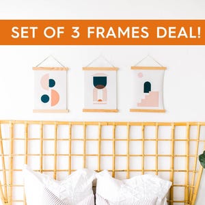 DEAL Price -  Three Hanger Frames - Set of 3 frames for your art - Triptych panel poster hangers - Frames only, canvas art not included