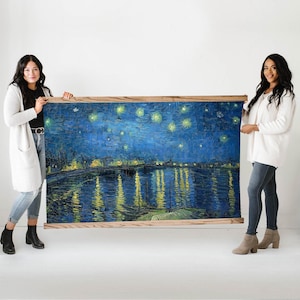 Van Gogh Starry Night over Rhone Large Canvas Wall Art- Oversized Hanging Canvas