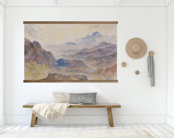 Huge Wall Art- Mist Rising Mountain Scene- Landscape Painting Art - XL