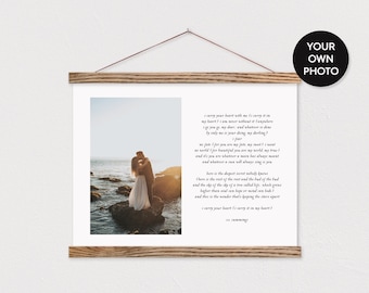 Custom Photo and Poem on Canvas with Wood Magnetic Poster Hanger- Wedding Pix Gift- Gift for her- Anniversary Gift-Custom Gift ART