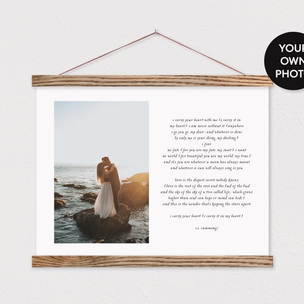 Custom Photo and Poem on Canvas with Wood Magnetic Poster Hanger- Wedding Pix Gift- Gift for her- Anniversary Gift-Custom Gift ART