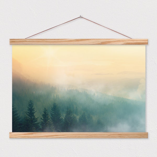 Poster Frame-Golden Wilderness Canvas Print with Wood Magnetic Poster Hanger-Adventurer-Gift for her-Gift For Him-Christmas Gift ART