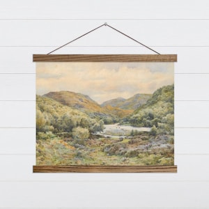 River Bottom Painting - Farmhouse Nature Wall Art - Landscape Watercolor Wall Hanging