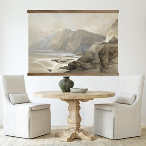 Inexpensive Home Decor Large Artwork - Coastal Mountains Wall Art- Large Hanging Canvas with Wood Frame