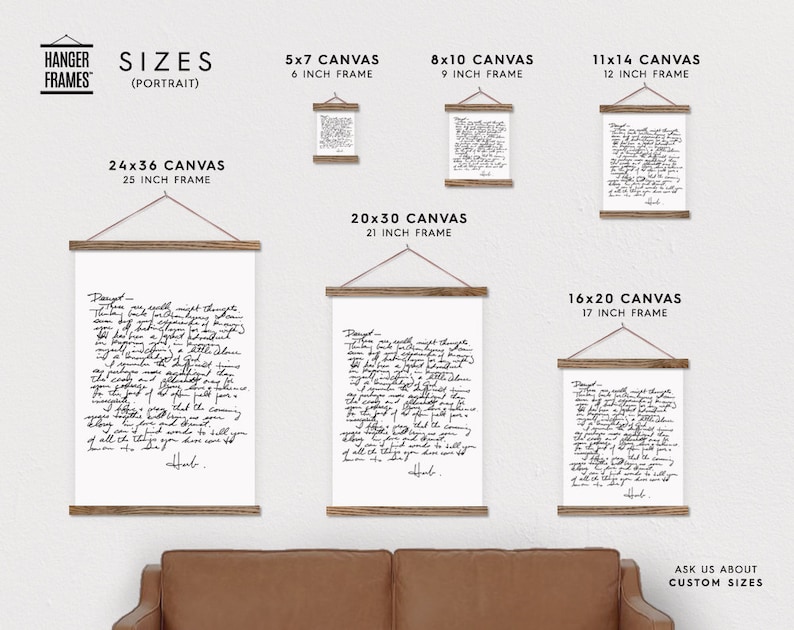 Carta manuscrita impresa en lienzo - Enmarcada con colgador para colgar Frames-pix imagen 2
